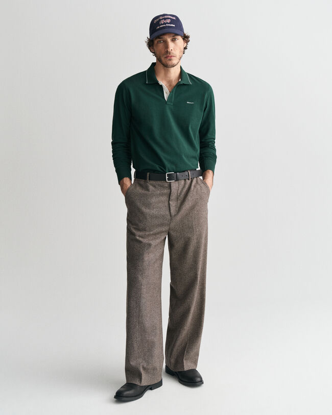 Polo de manga larga con cuello texturizado