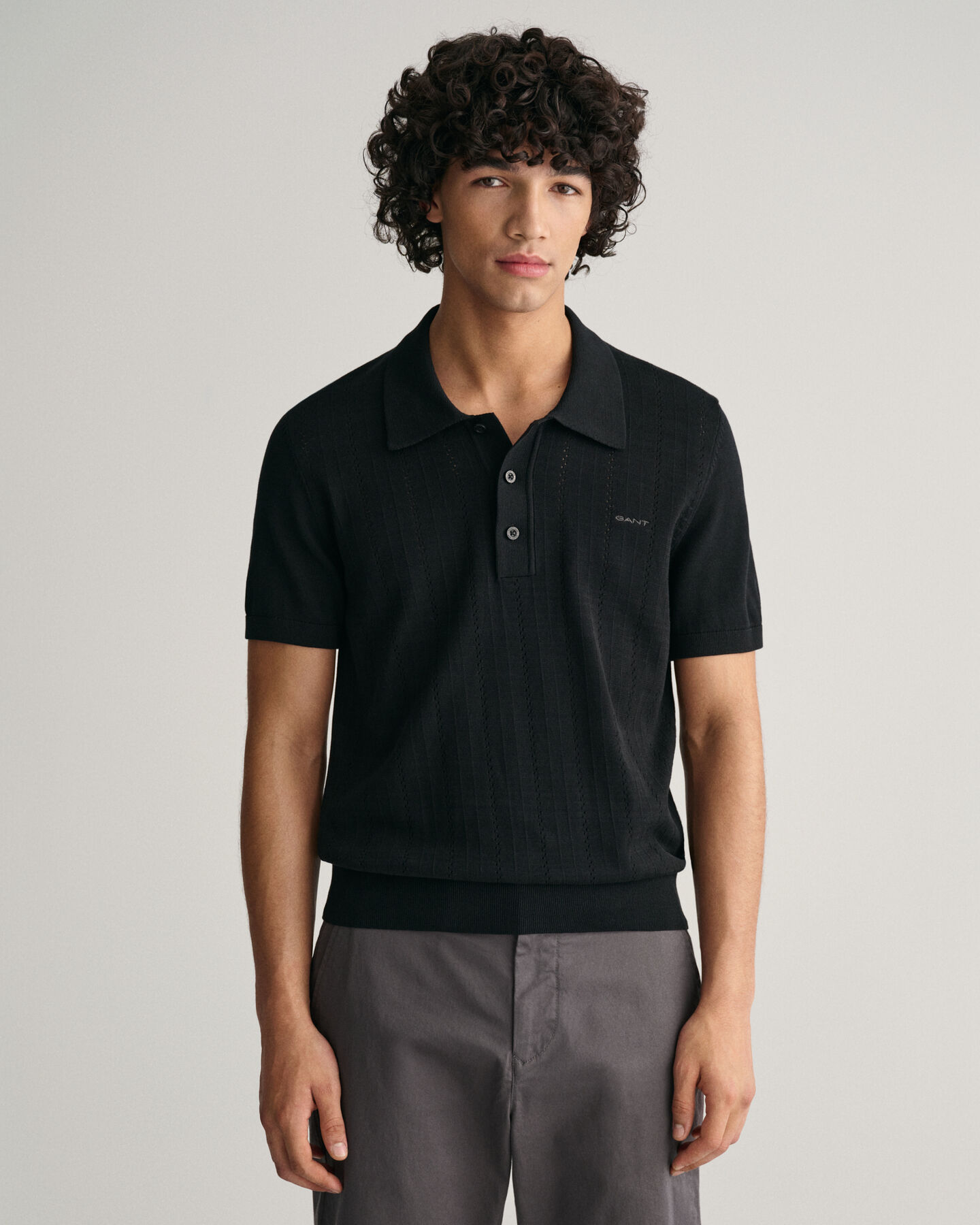 Jersey tipo polo Pointelle Textured