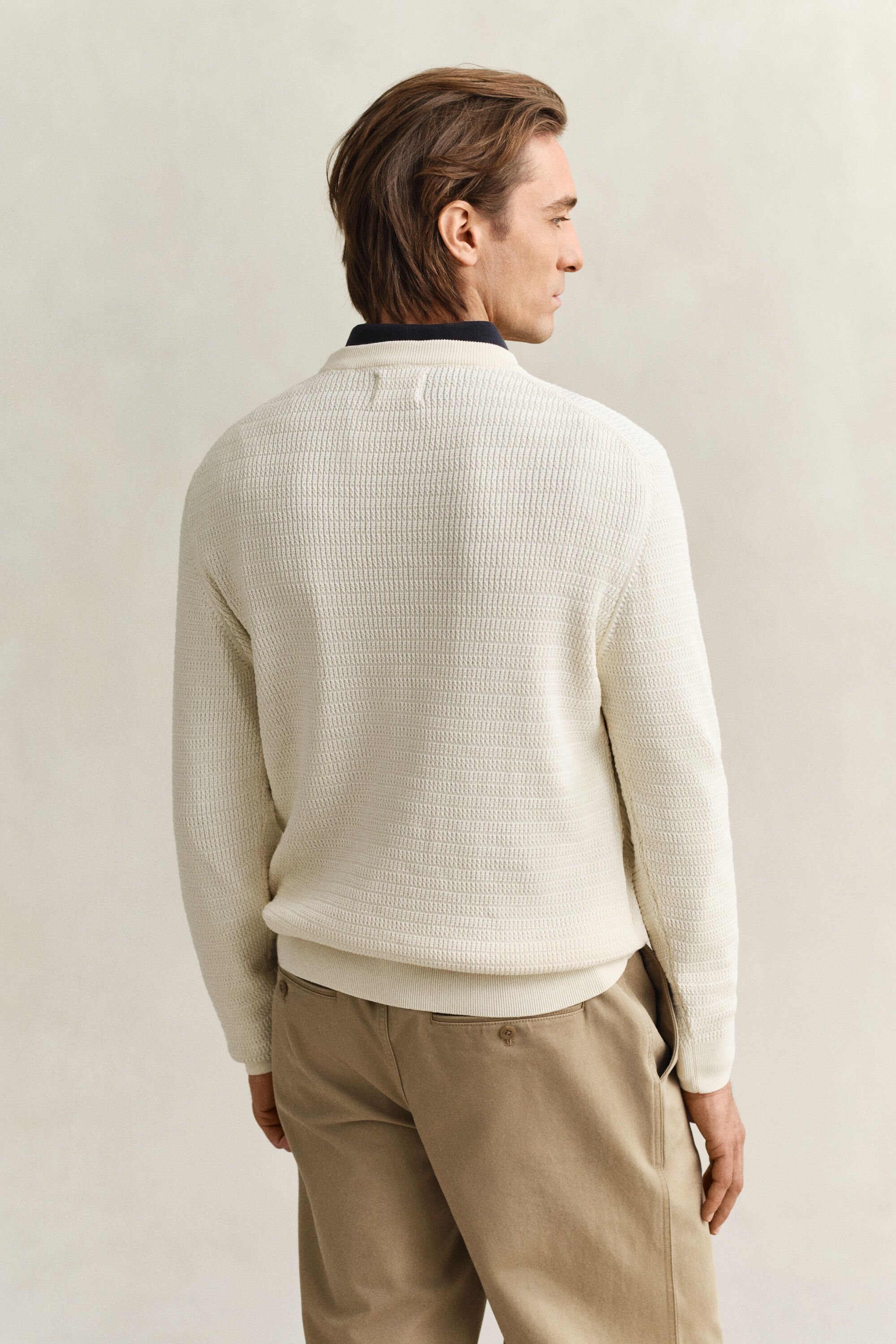 Jersey de cuello redondo y punto de ochos finos