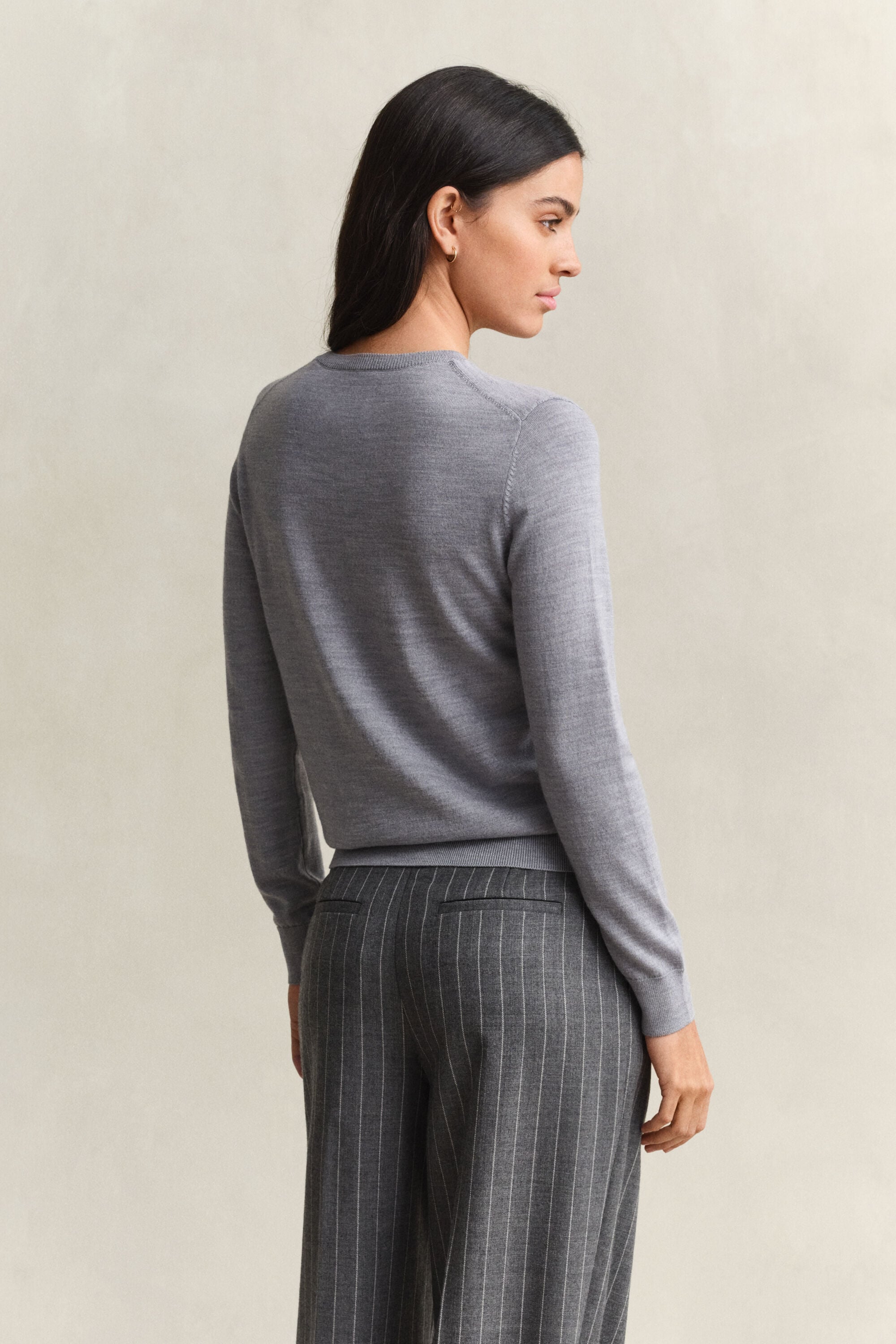 Jersey de lana merino extrafina con cuello redondo