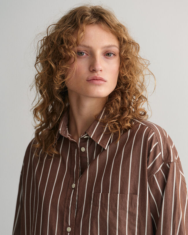 Vestido camisero extragrande a rayas