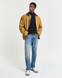 Jersey de punto de ochos de algodón con cuello de cisne