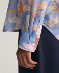Camisa Regular Fit de seda y algodón con estampado de flores