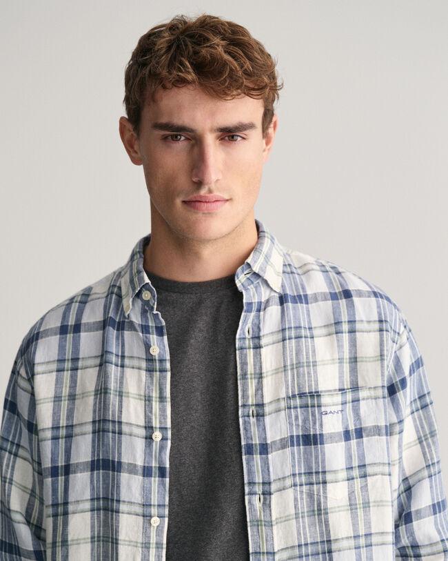 Camisa Regular Fit de lino y madr&aacute;s