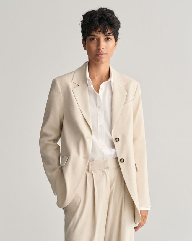 Americana Regular Fit de lino elástico