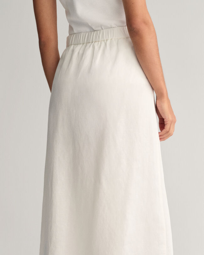 Falda midi en mezcla de lino