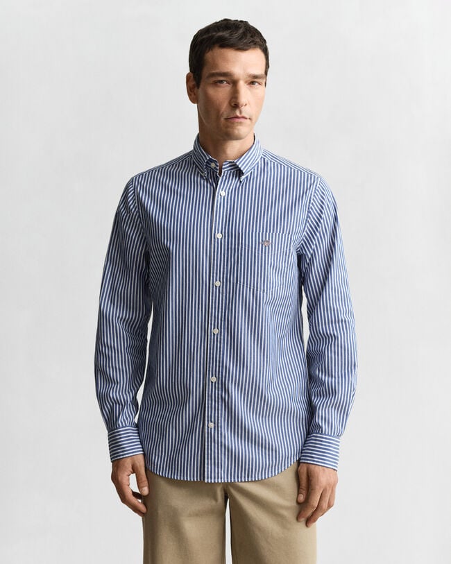 Camisa Regular Fit clásica de popelina a rayas