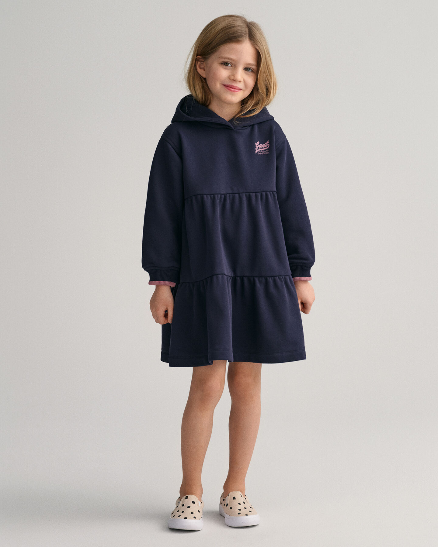 Vestido estilo sudadera con capucha escalonado GANT USA Girls