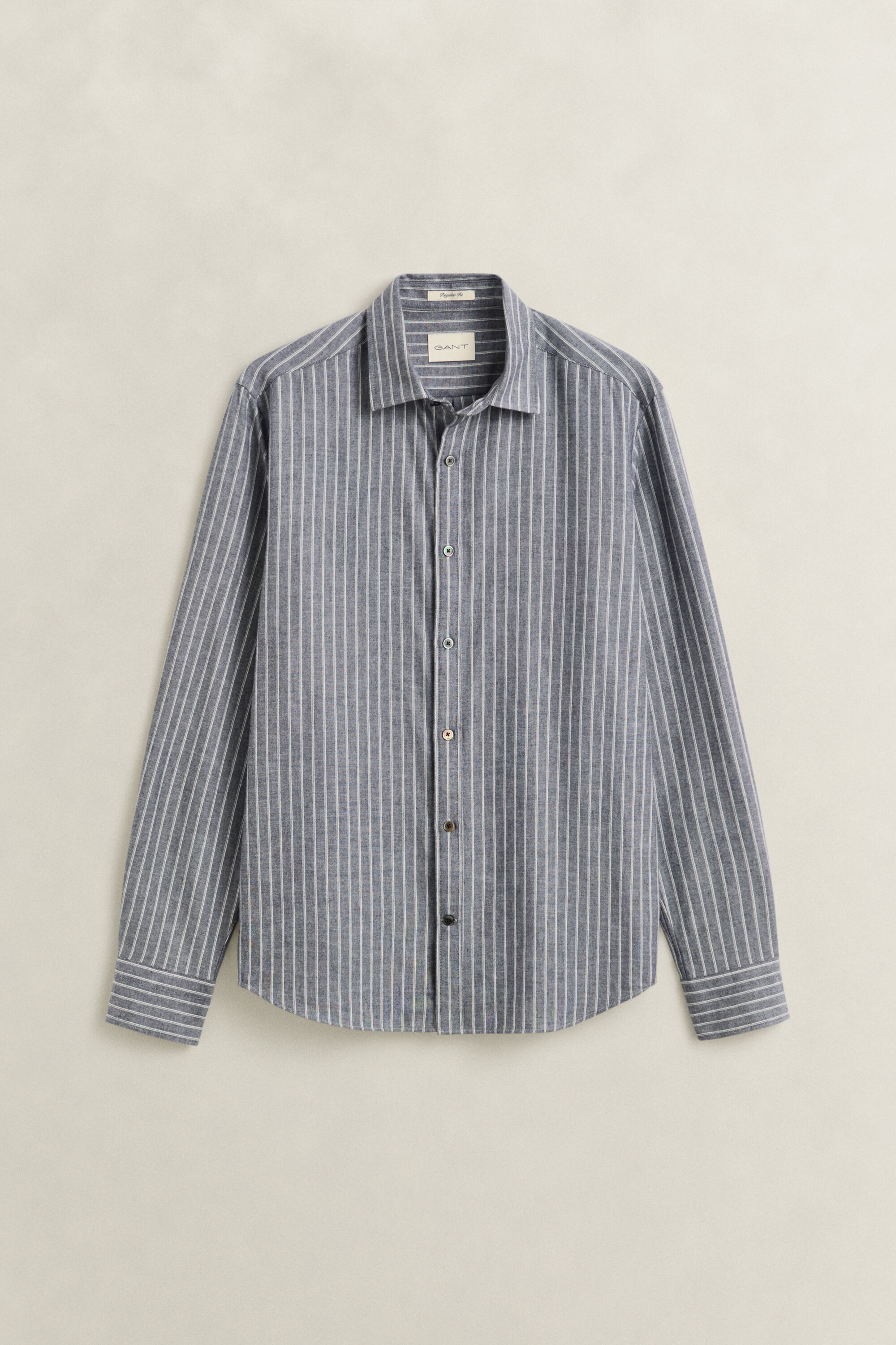Camisa de franela jaspeada a rayas