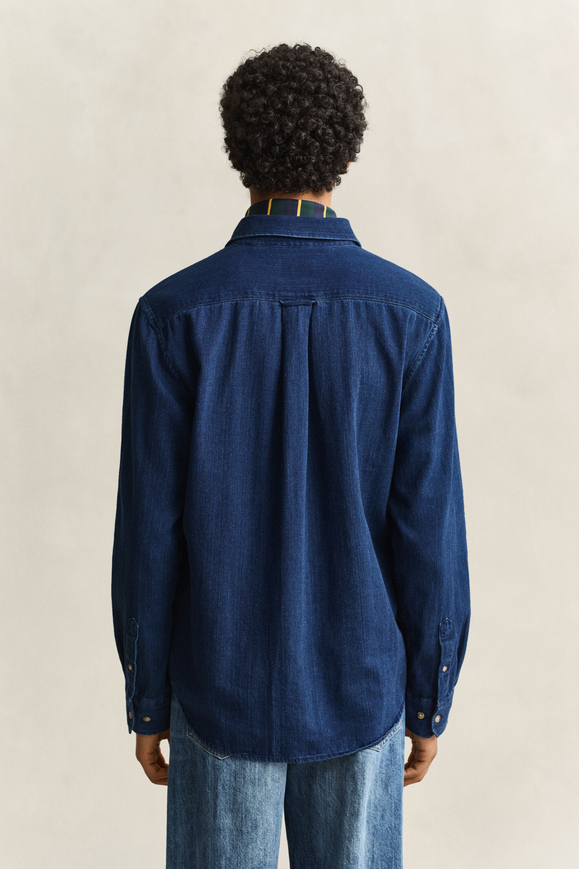 Camisa con diseño de espiga añil