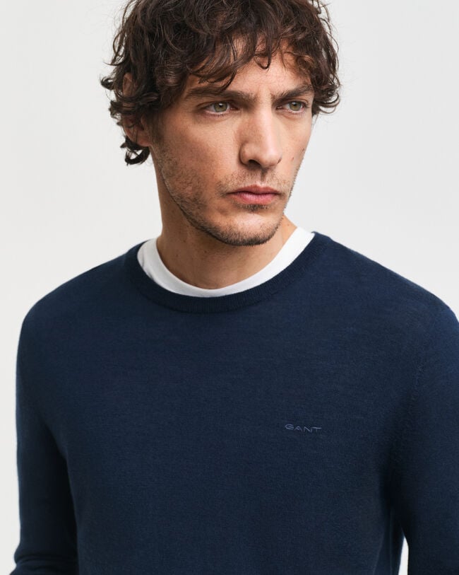 Jersey de cuello redondo en lana merino extrafina