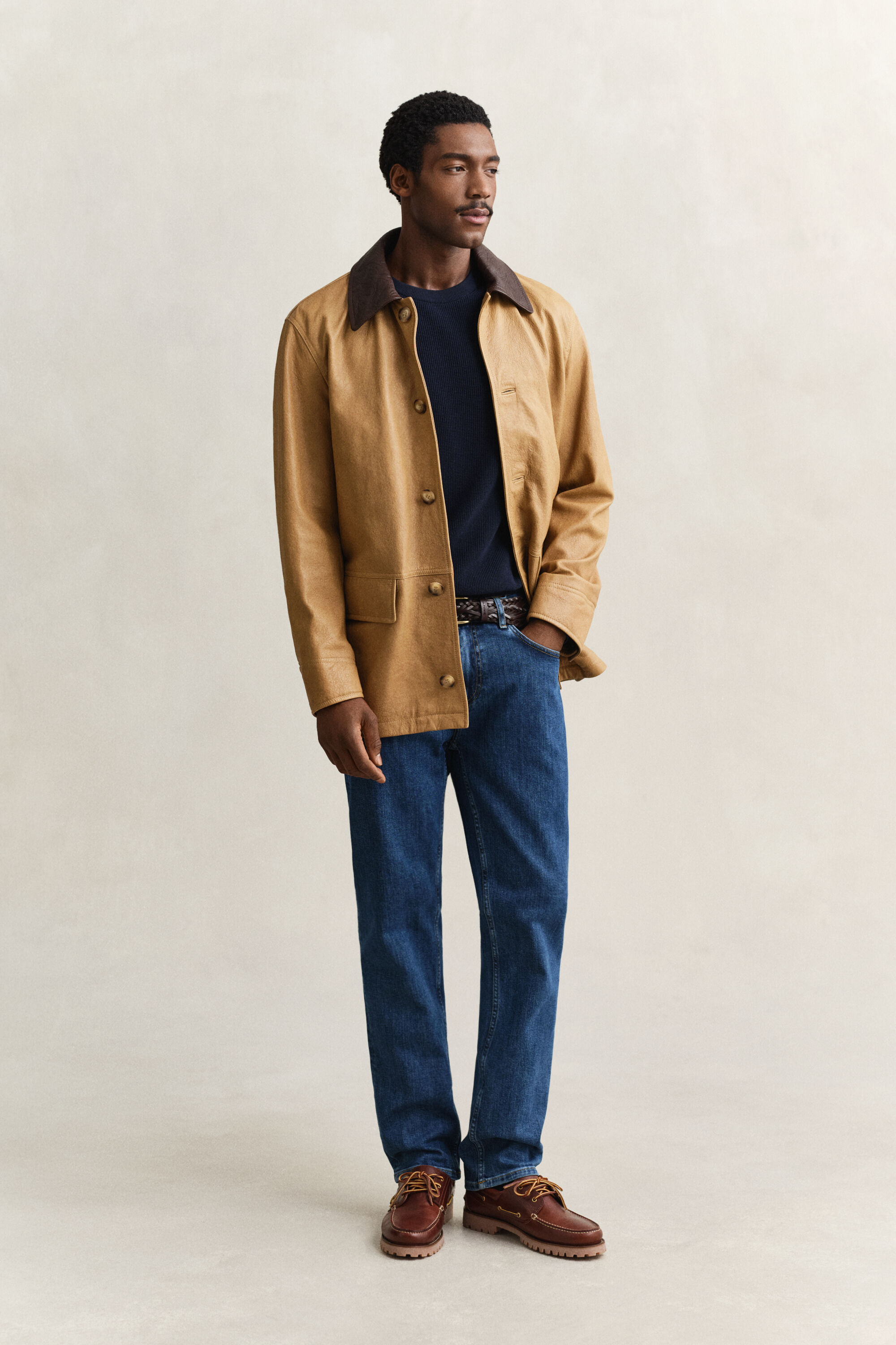 Jersey de algodón con cuello redondo Textured