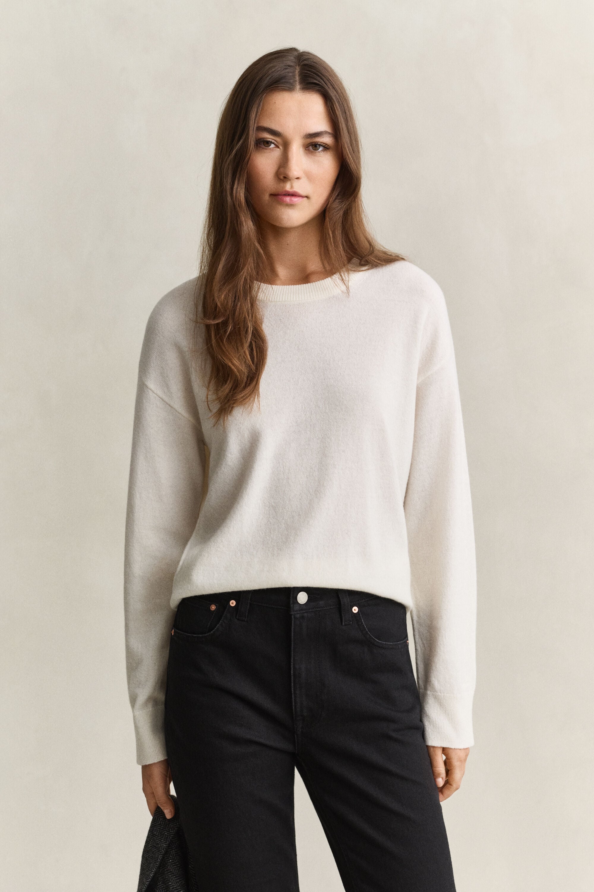 Jersey de lana de oveja muy fina con cuello redondo