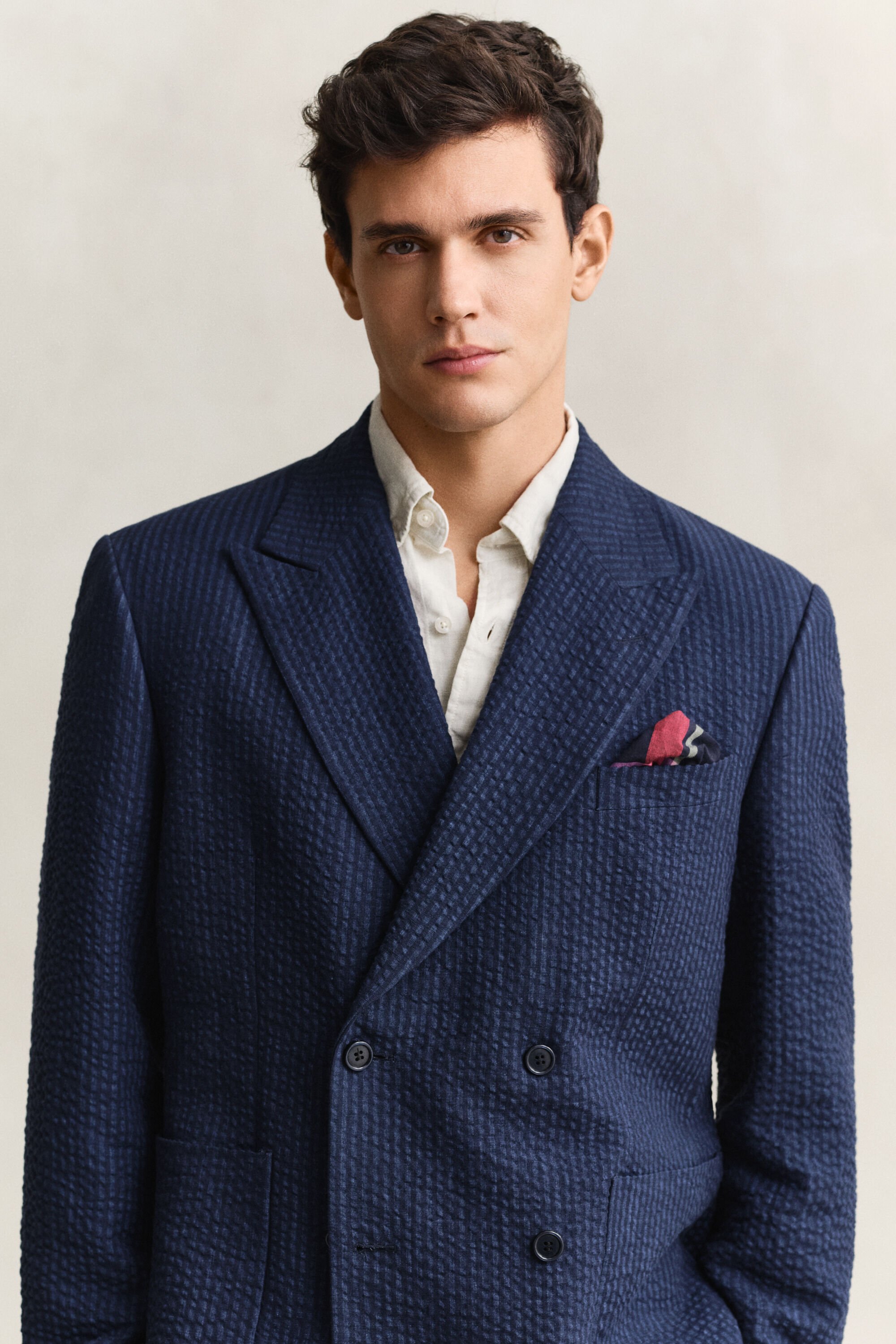 Chaqueta de traje en sirsaca añil