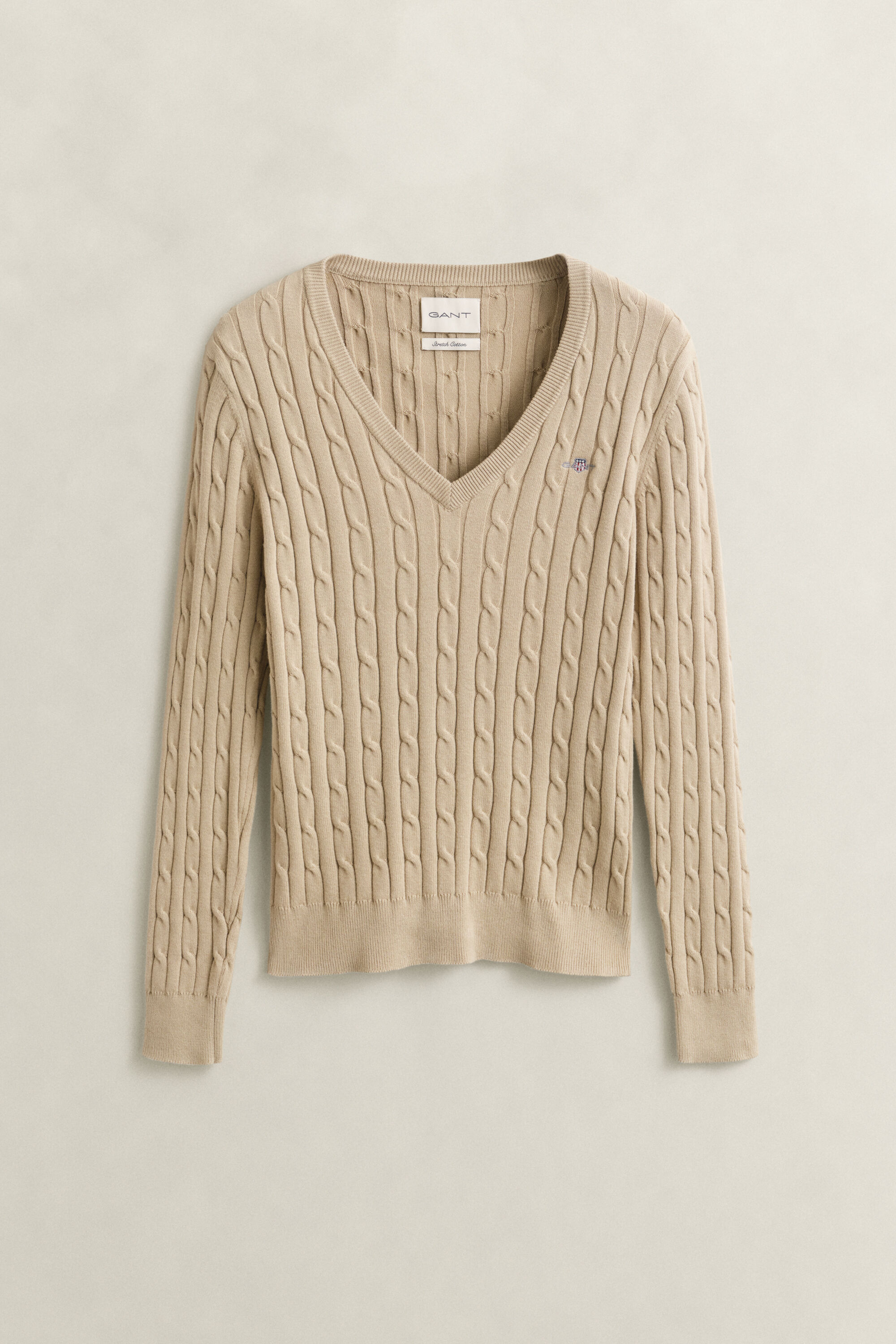 Jersey de cuello de pico en punto de ochos