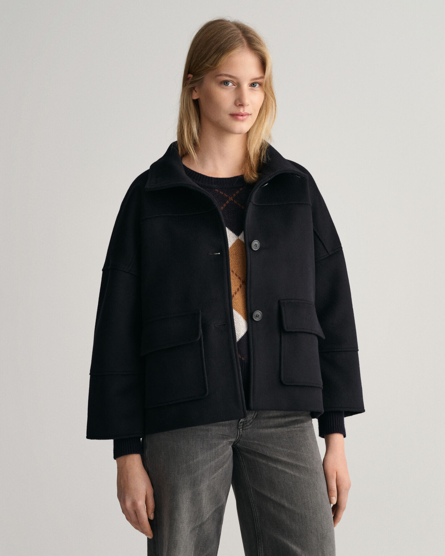 Chaqueta corta de mezcla de lana