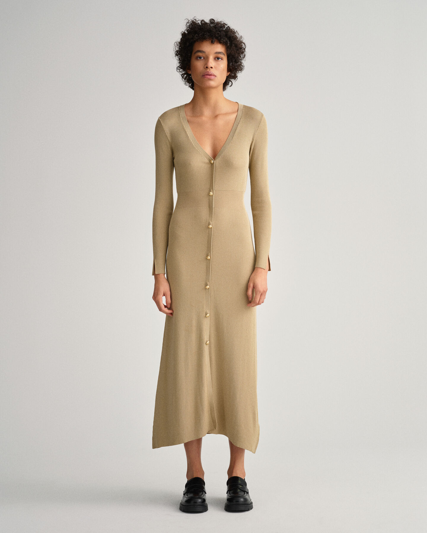 Vestido tipo cárdigan acanalado