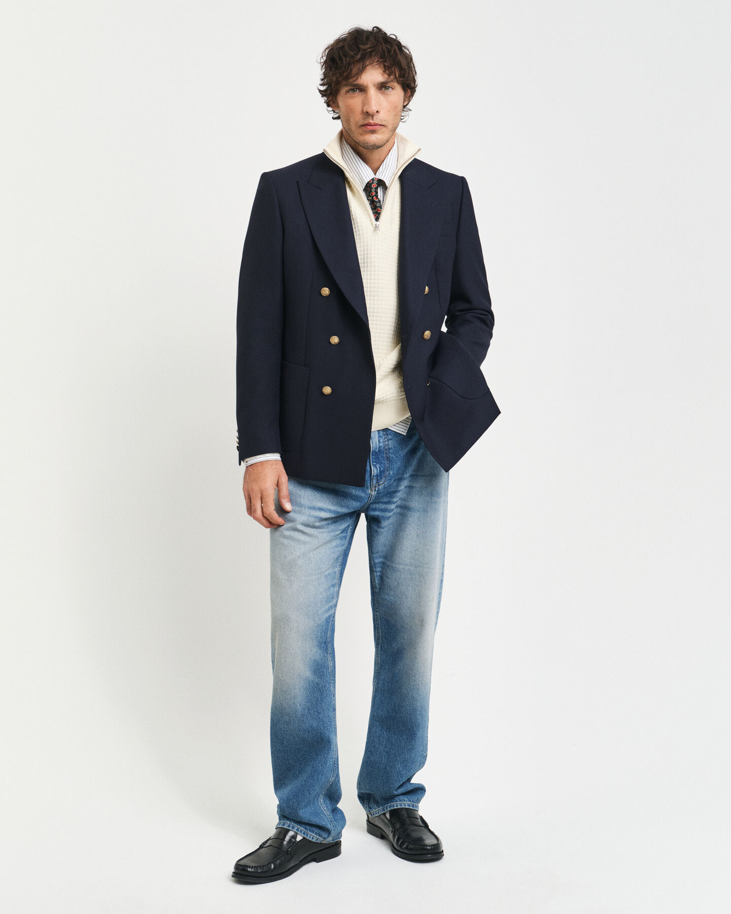 Jersey de algod&oacute;n con media cremallera y textura