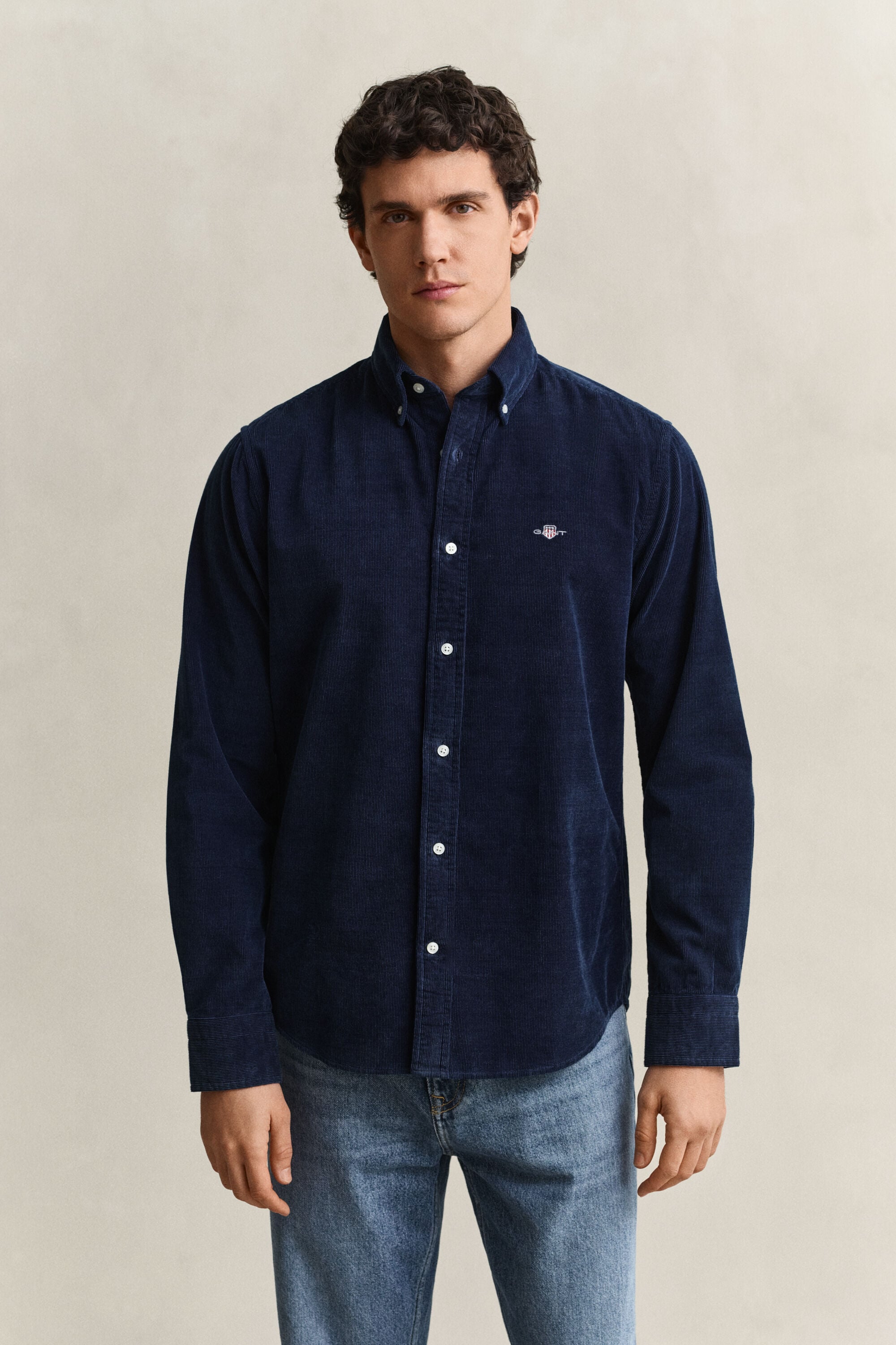 Camisa de pana añil