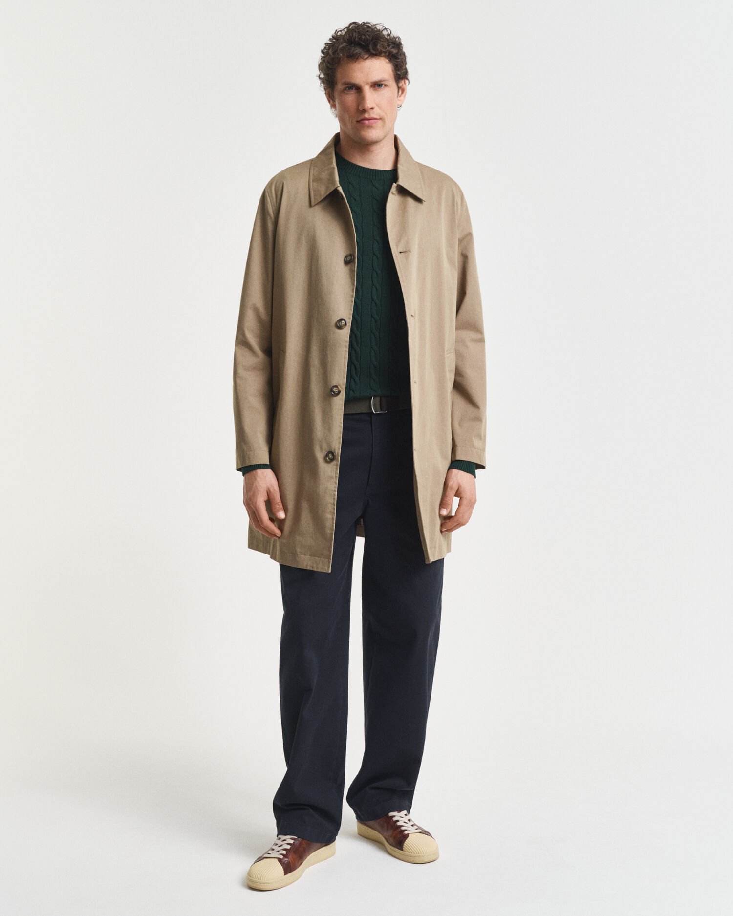 Jersey de cuello redondo y punto de ochos en algodón