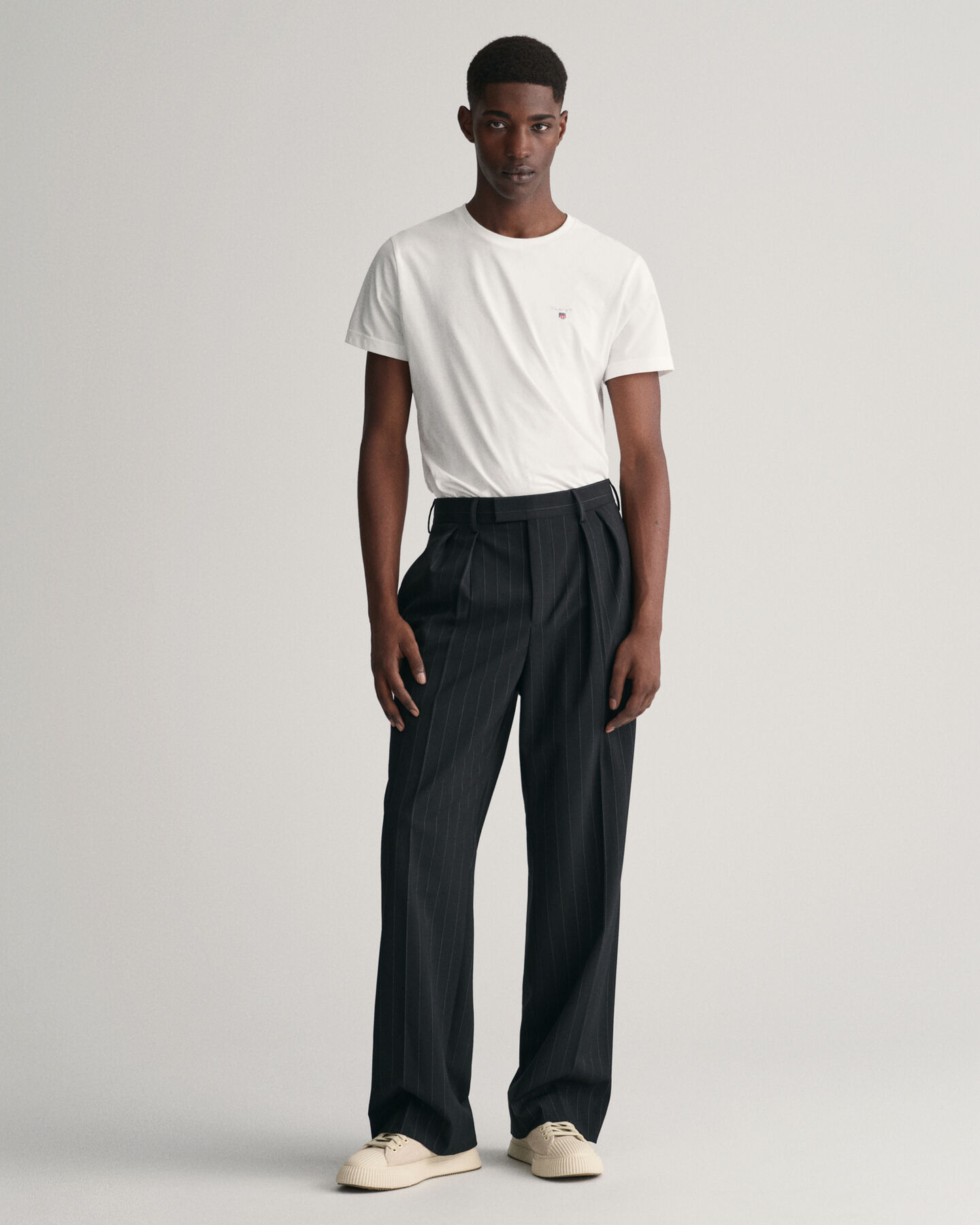 Pantalones de traje de pinzas y raya diplomática