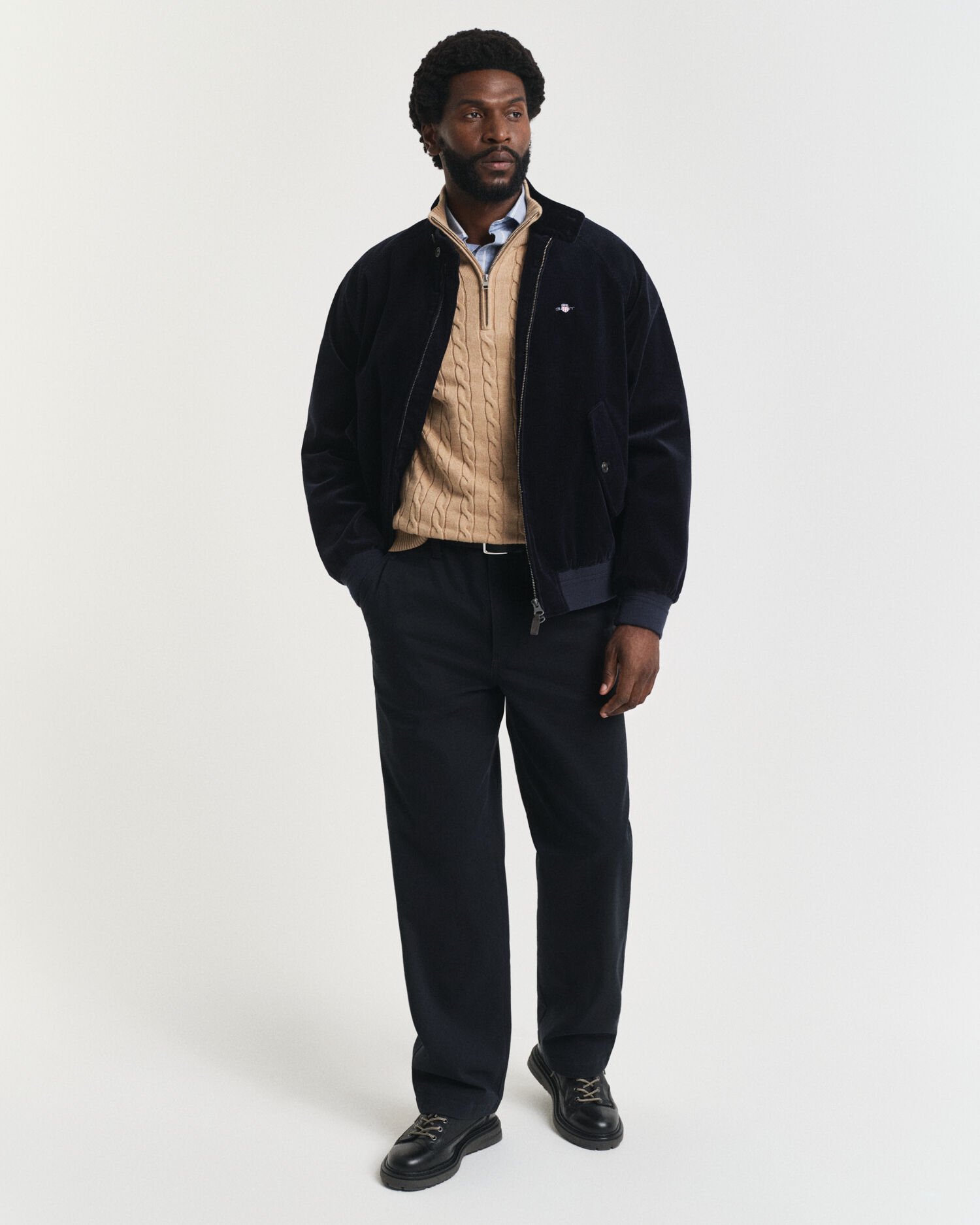 Jersey de punto de ochos con media cremallera en algodón