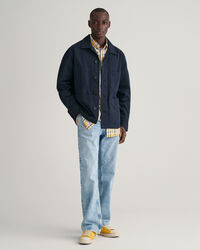 Camisa Regular Fit de lino y algod&oacute;n a cuadros