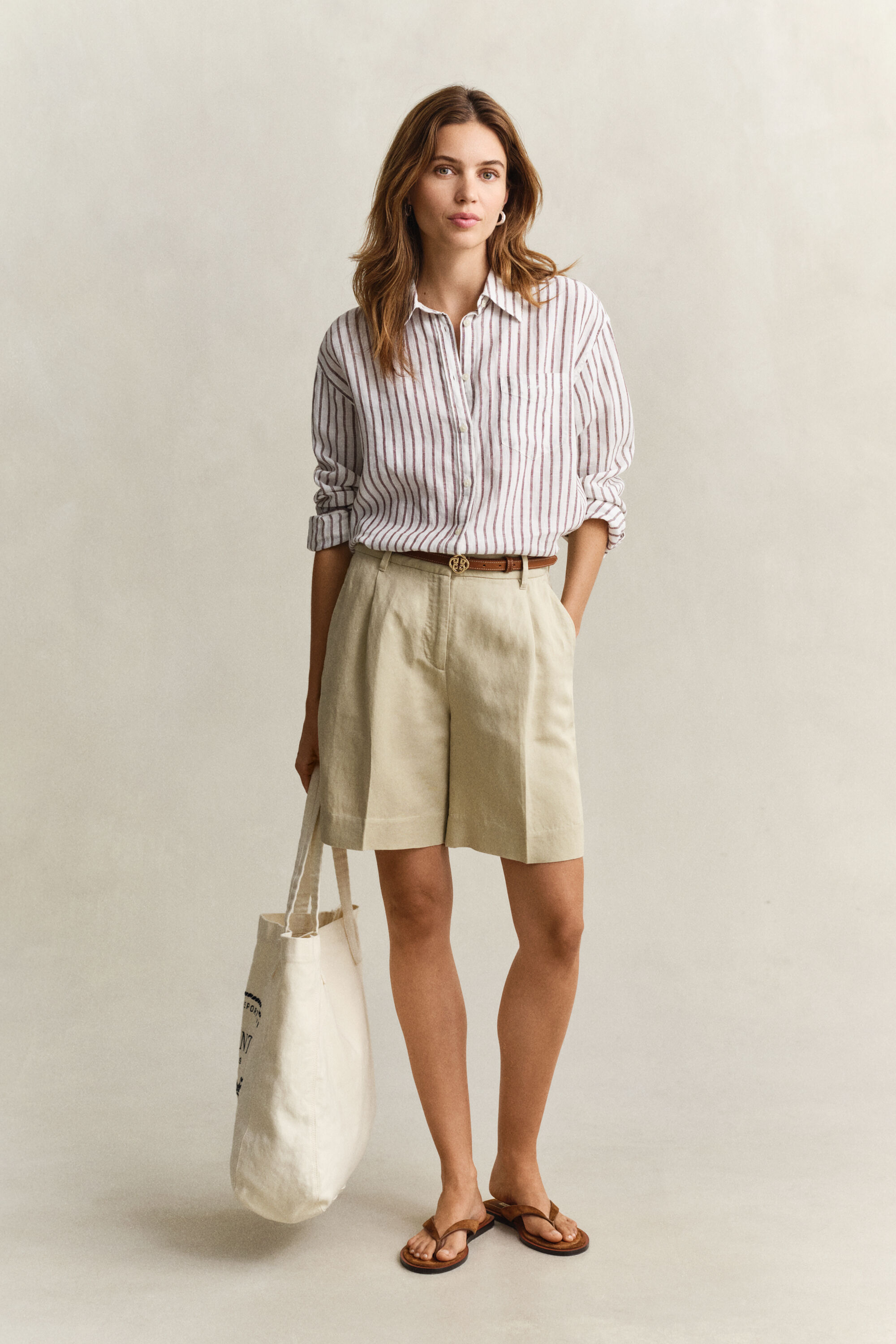 Camisa Relaxed Fit de lino a rayas