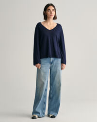 Jersey en mezcla de lino con cuello de pico