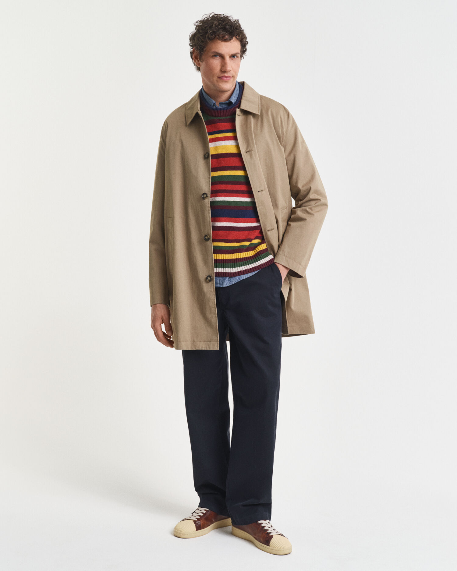 Jersey de cuello redondo a rayas multicolor