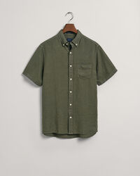 Camisa Regular Fit de manga corta y lino te&ntilde;ido en prenda