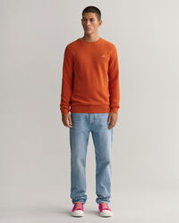 Jersey de cuello redondo en piqu&eacute; de algod&oacute;n