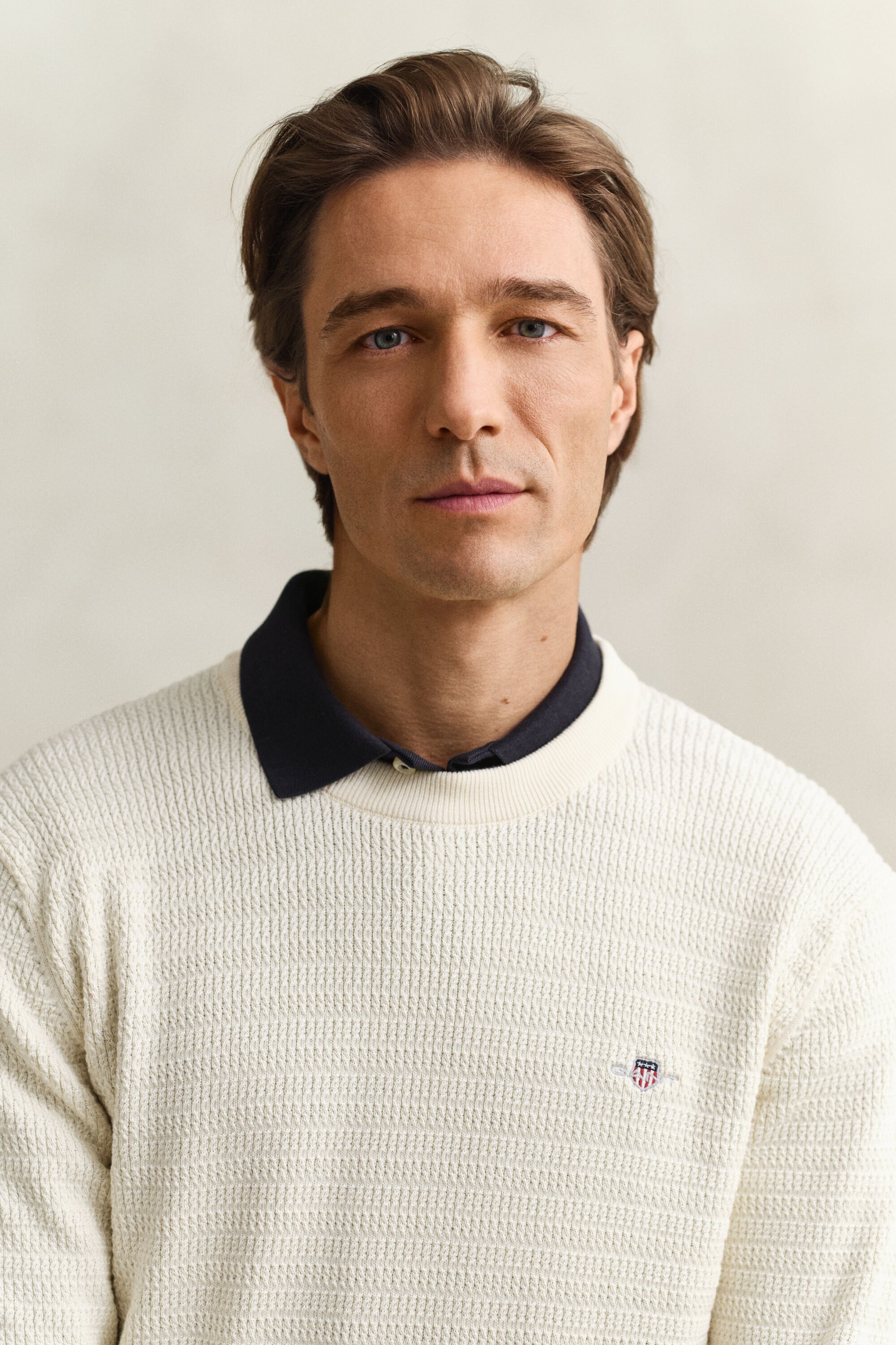 Jersey de cuello redondo y punto de ochos finos