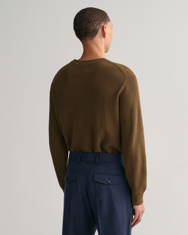 Jersey de cuello redondo de lana y algod&oacute;n acanalado