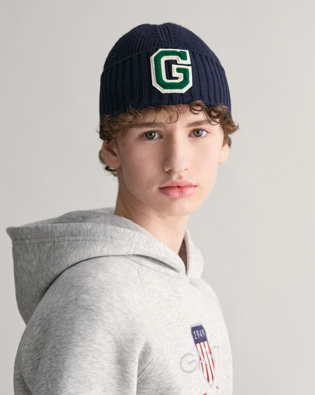 Gorro de punto acanalado con insignia G Teens