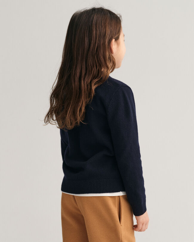 Jersey de cuello redondo en lana de oveja Shield Kids