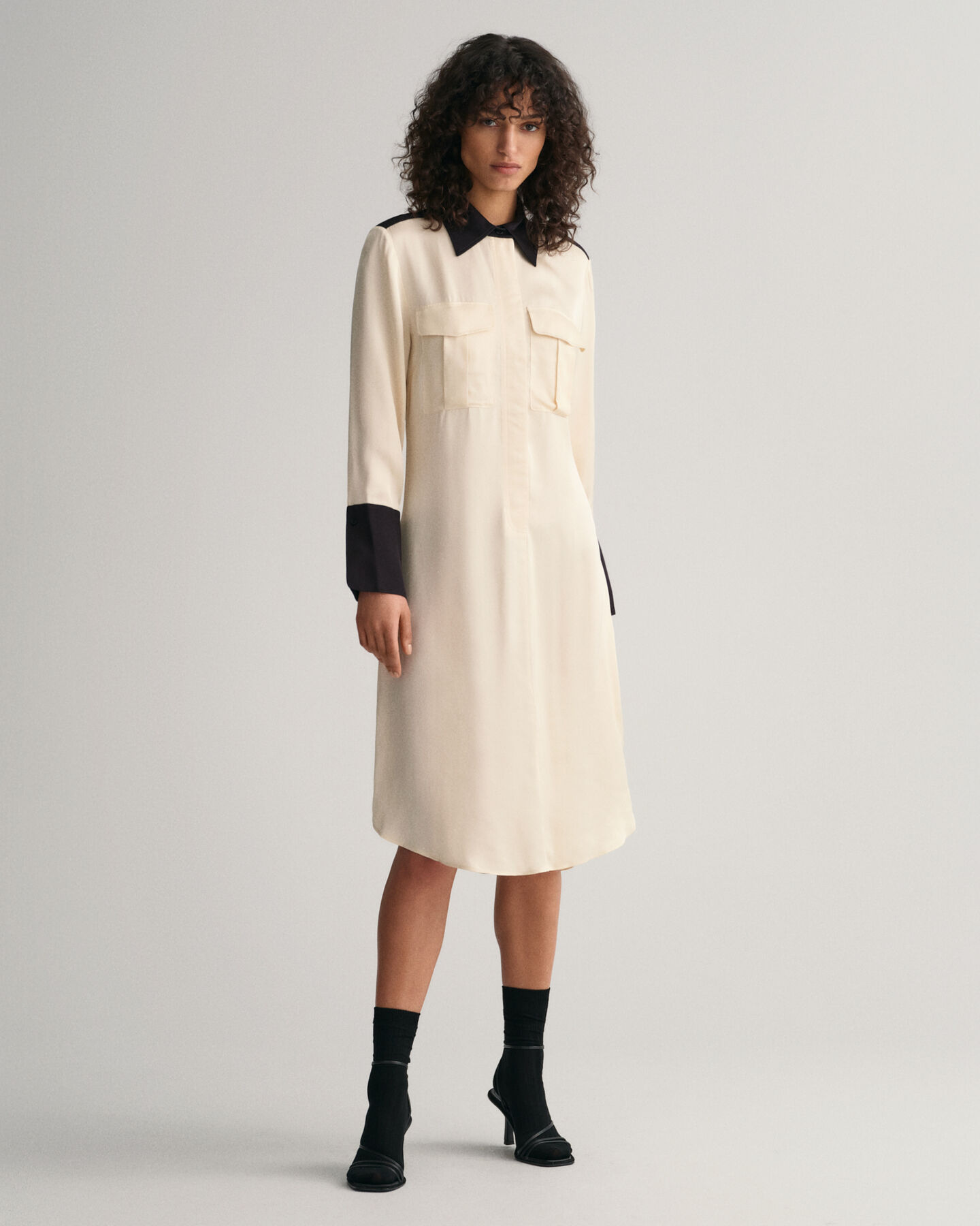 Vestido camisero con bloques de color