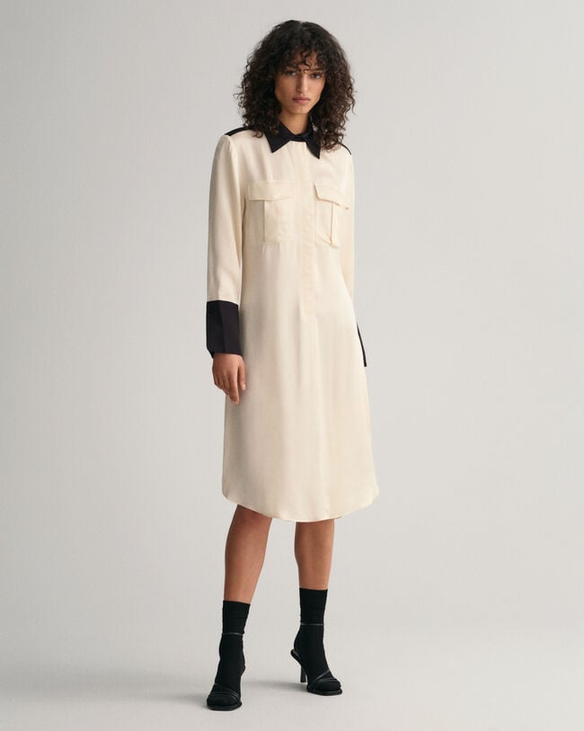 Vestido camisero con bloques de color