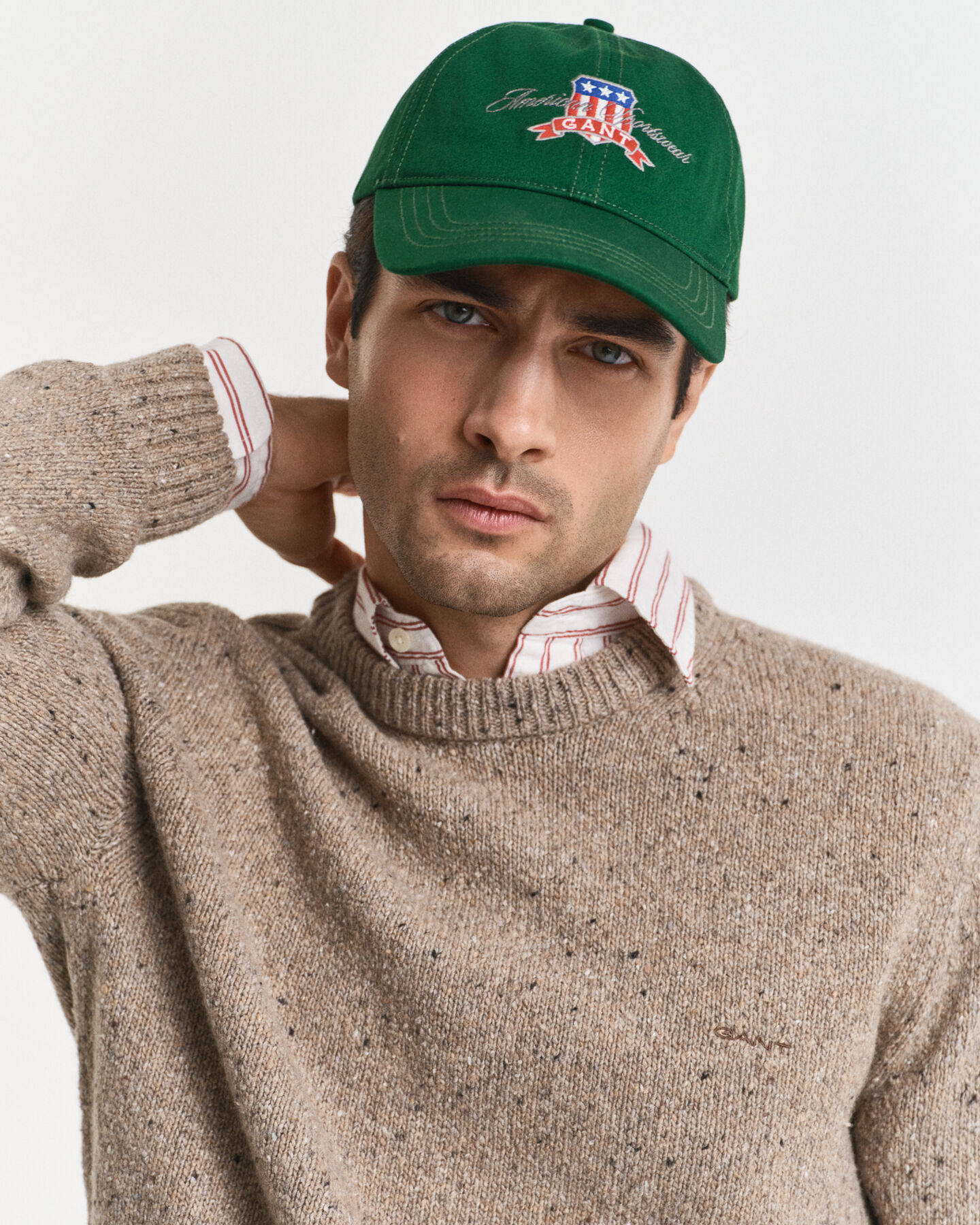 Jersey de cuello redondo en mezcla de lana con nepps