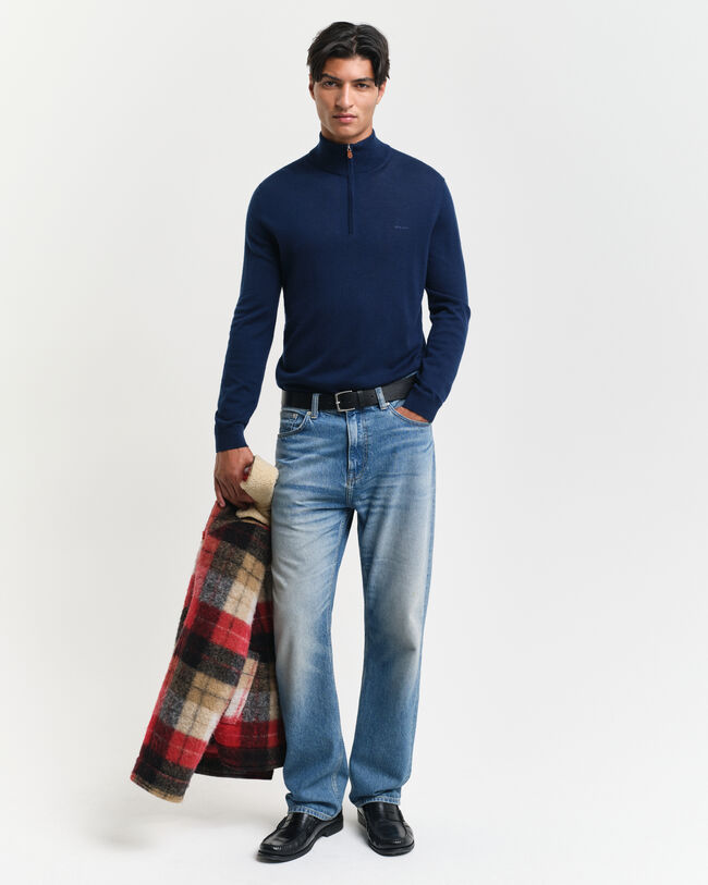 Jersey con media cremallera en lana merino extrafina