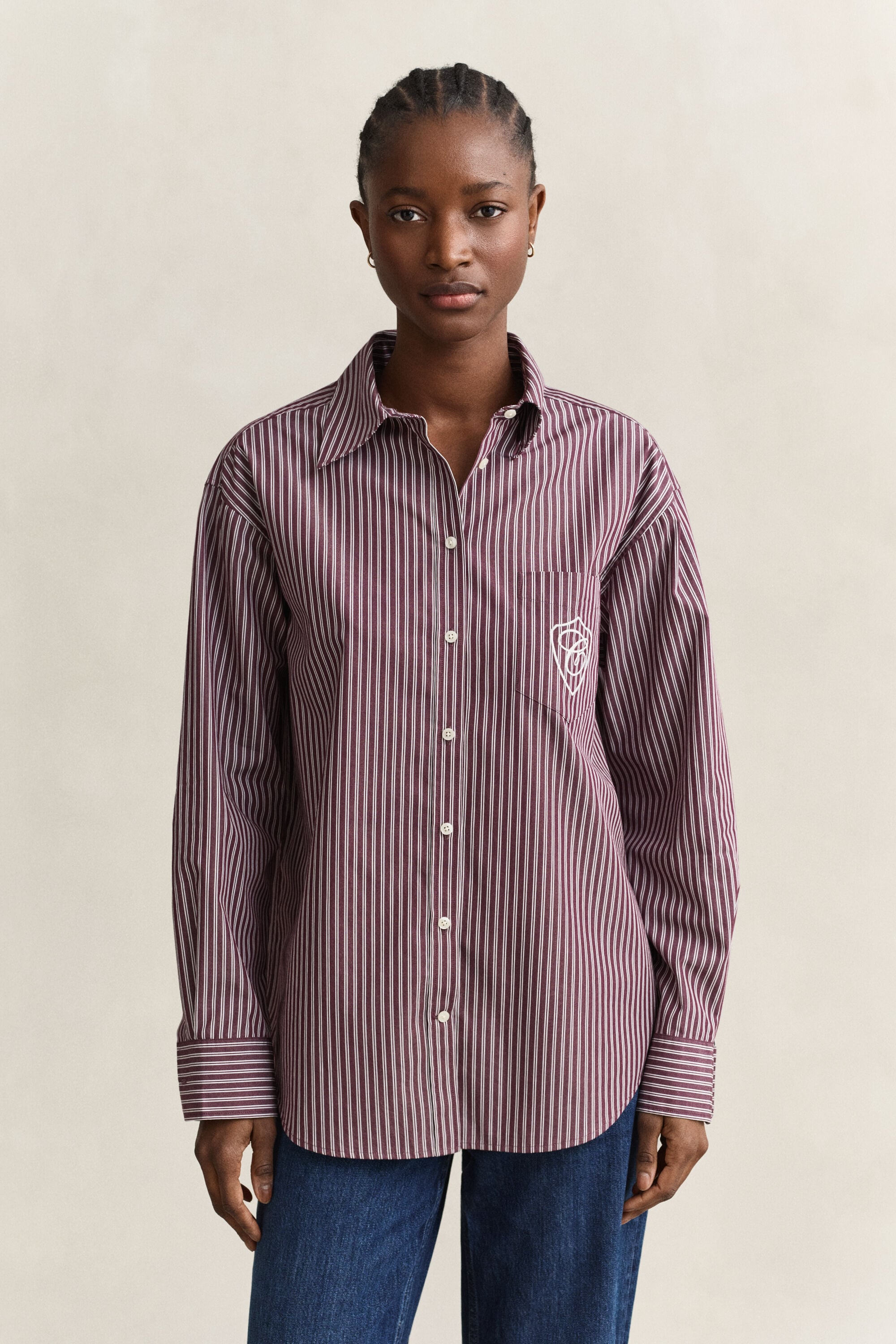 Camisa Relaxed Fit clásica de popelina a rayas