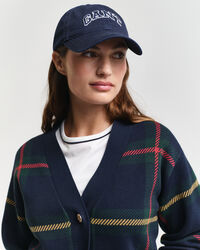 Cárdigan con cuello de pico y cuadros