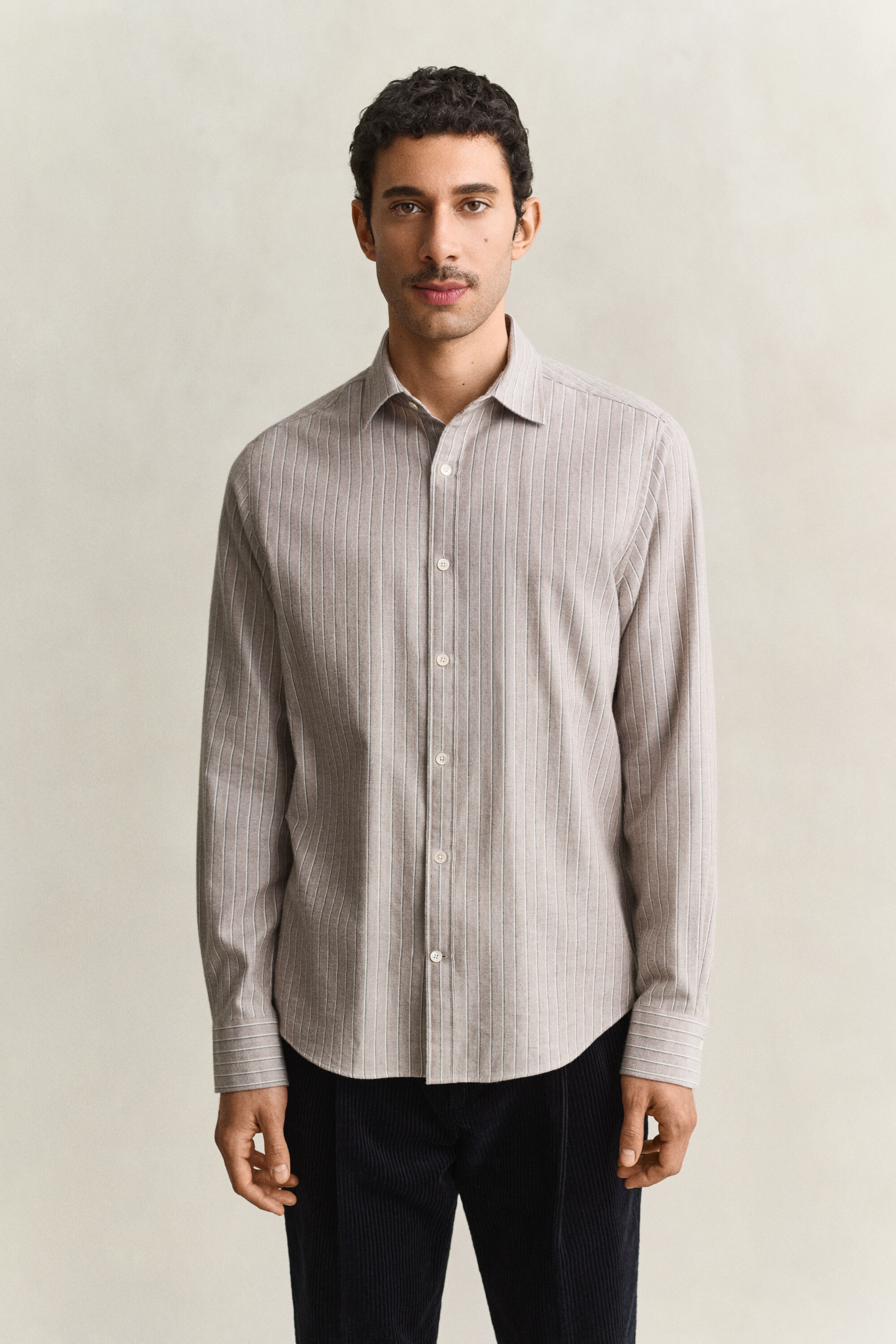 Camisa de franela jaspeada a rayas