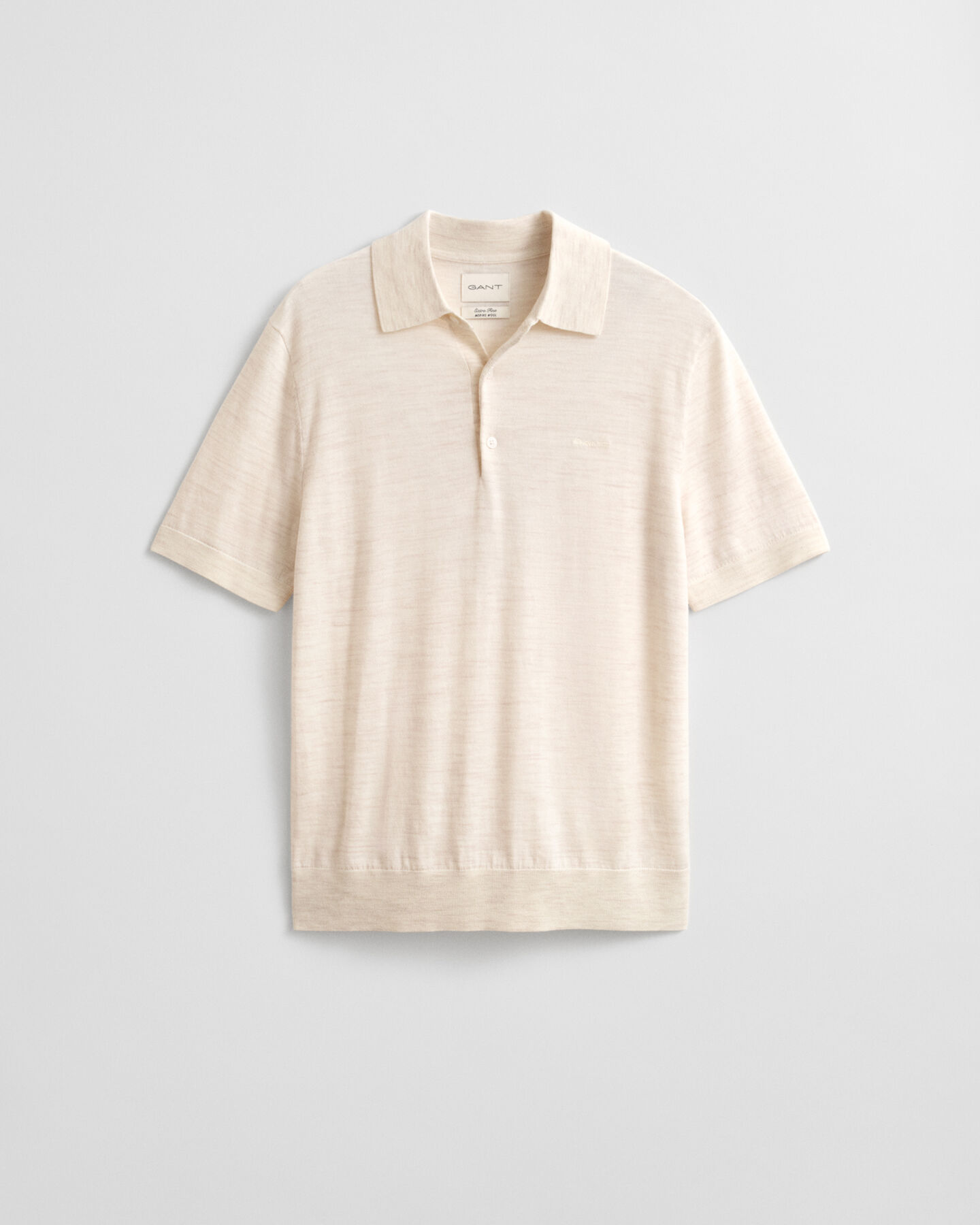 Jersey tipo polo de manga corta de lana merino extrafina