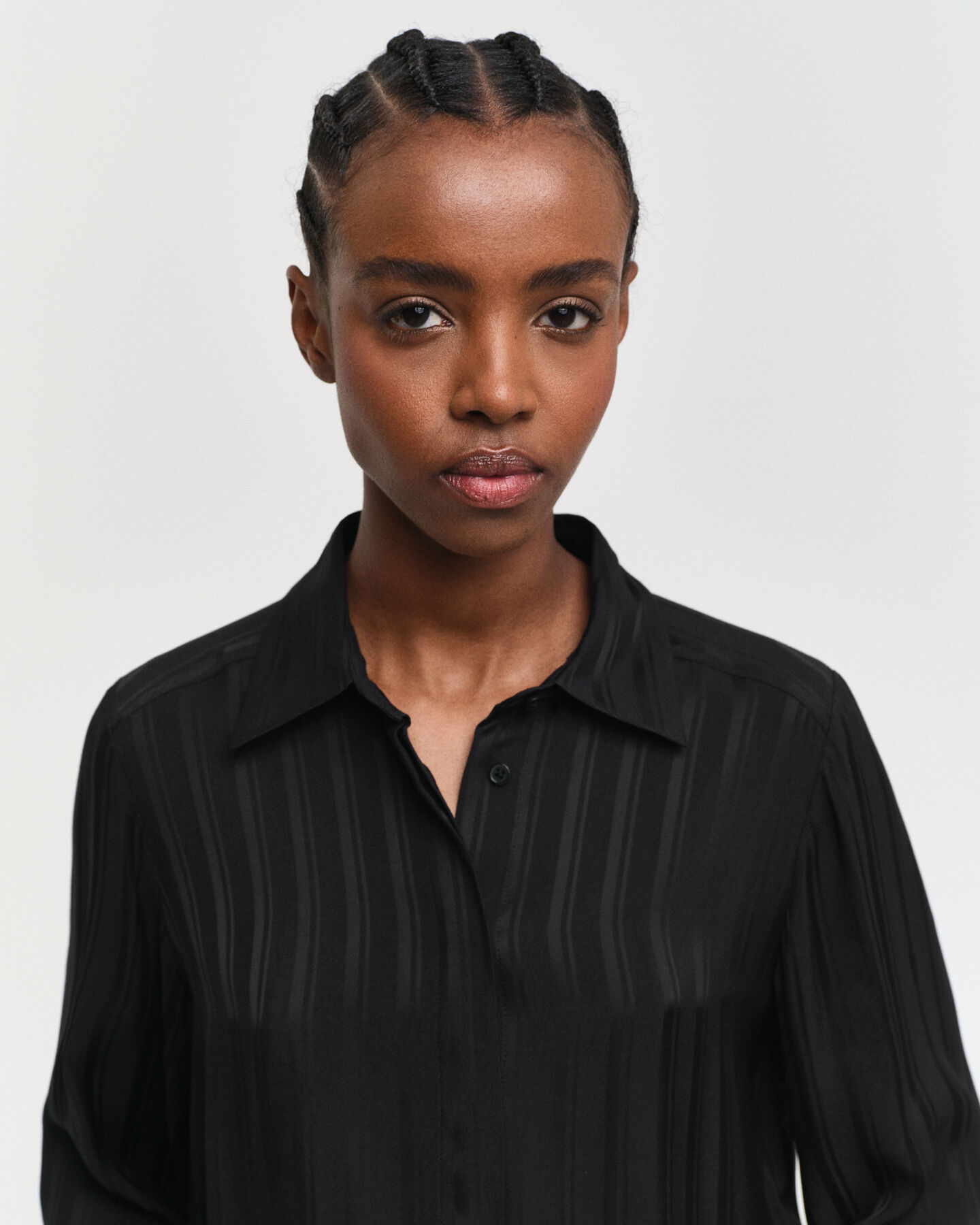 Camisa de sat&eacute;n a rayas Regular Fit