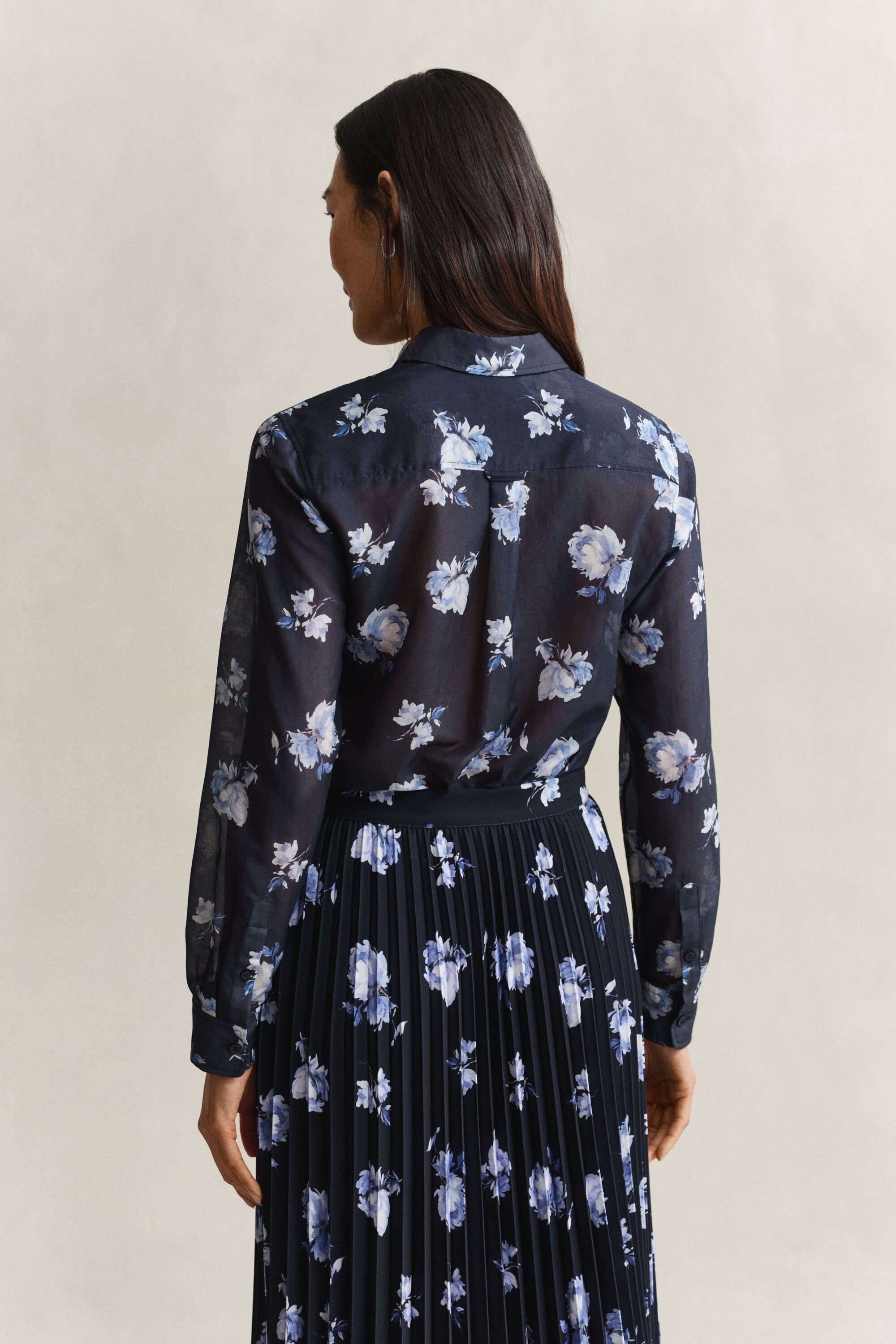 Camisa de seda y algodón con estampado floral