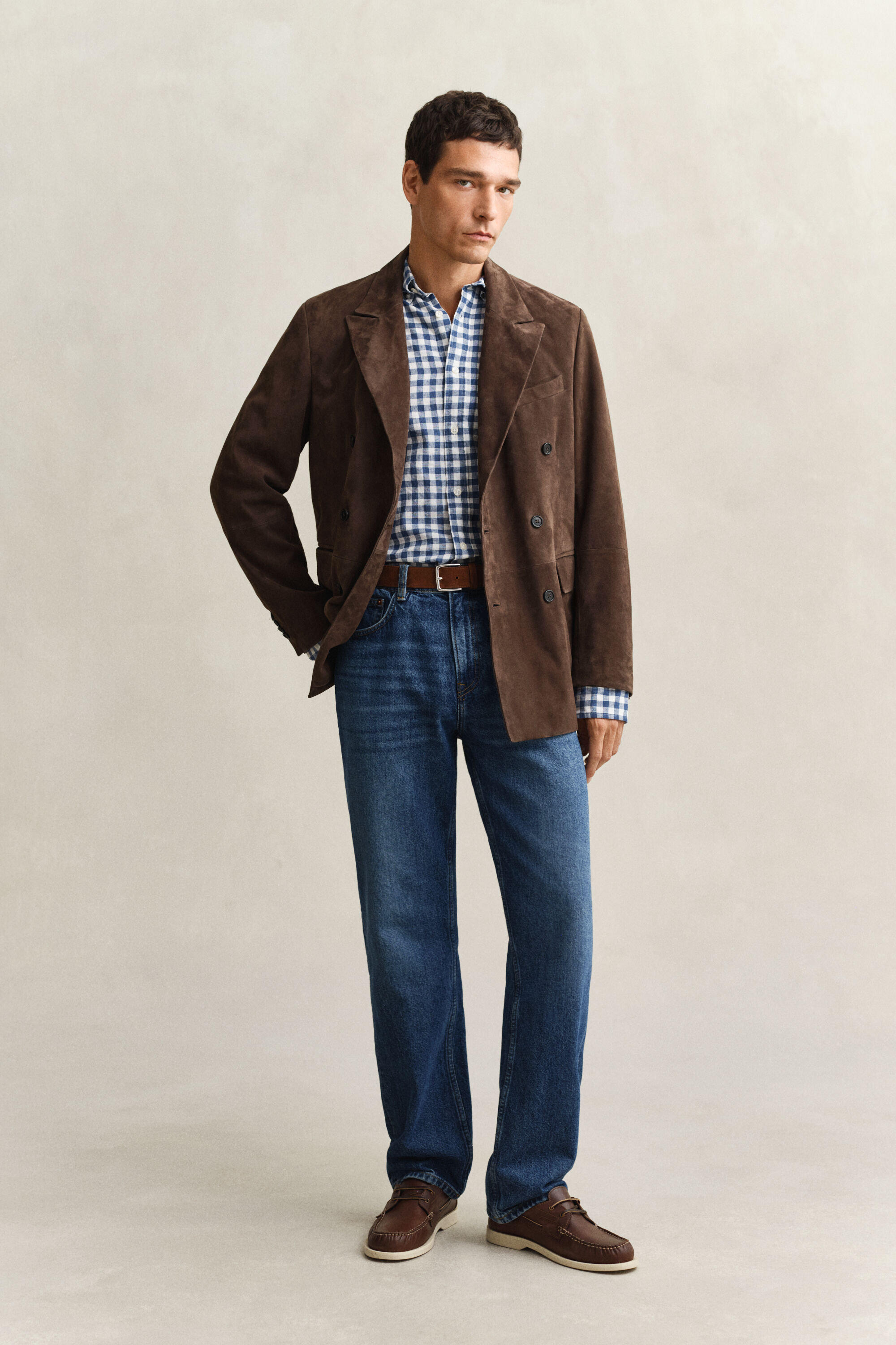 Camisa de mezcla de lino a cuadros Vichy