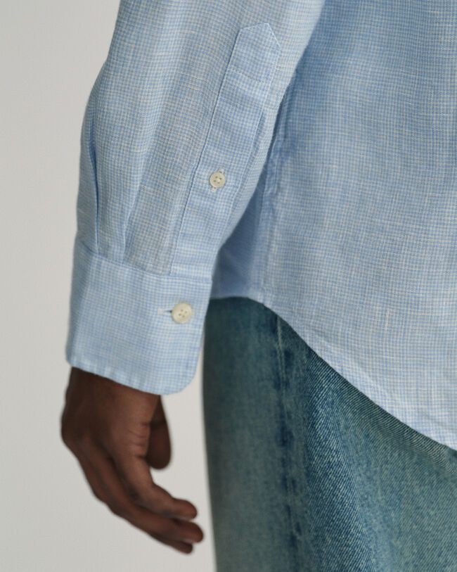 Camisa Slim Fit de lino Houndstooth