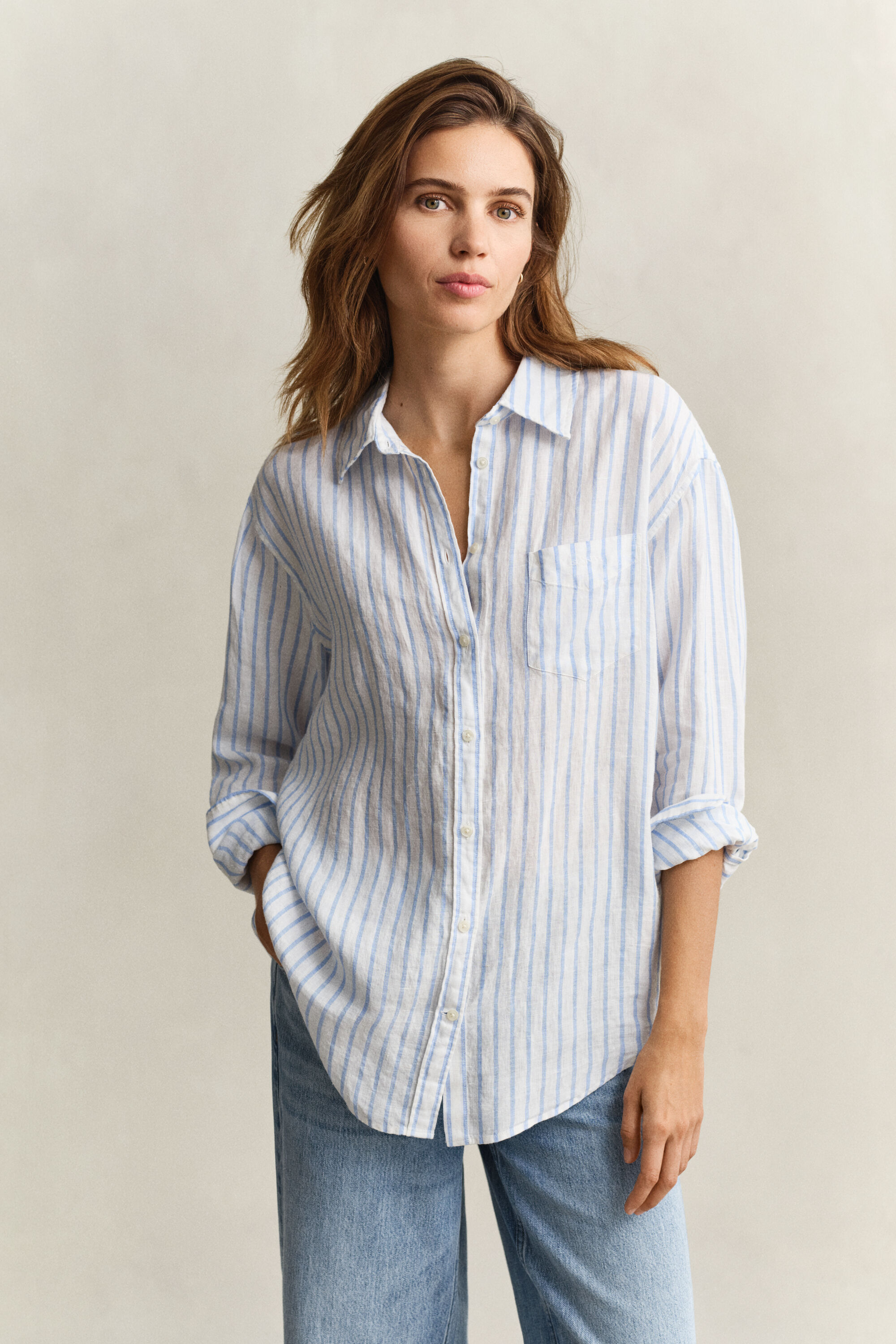 Camisa Relaxed Fit de lino a rayas