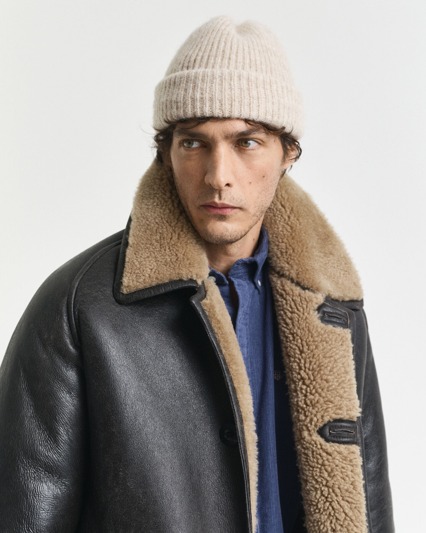 Gorro acanalado de mezcla de lana de alpaca